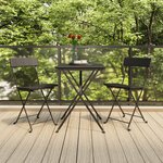 vidaXL Ensemble de bistro pliable 3 Pièces Noir Résine tressée
