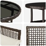 vidaXL Ensemble de Salle à Manger de Jardin 3 Pièces Marron Poly Rattan