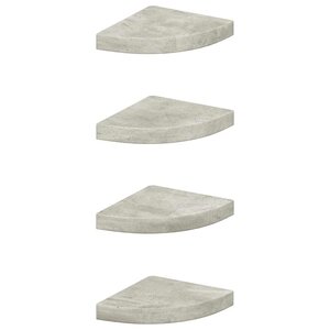 vidaXL Étagères d'angle murales 4 Pièces Gris béton 25x25x3 8 cm MDF