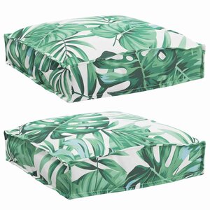vidaXL Coussin pour assise de palette Floral 2 Pièces Motif de feuille