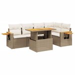 vidaXL Salon de jardin avec coussins 6 Pièces beige résine tressée