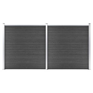 vidaXL Ensemble de panneau de clôture WPC 353x186 cm Noir