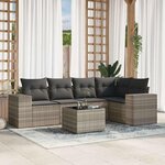 vidaXL Salon de jardin 6 Pièces avec coussins gris clair résine tressée