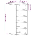 vidaXL Cabinet à chaussures avec étagère Chêne noir 32 x 35 x 70 cm