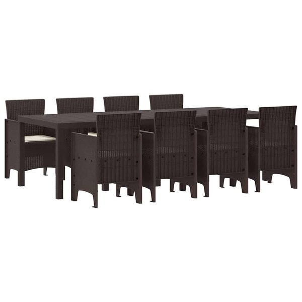 vidaXL Ensemble de salle à manger pour jardin 9 Pièces Marron Rattan Polt