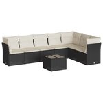vidaXL Salon de jardin 8 Pièces avec coussins noir résine tressée