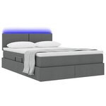 vidaXL Lit de rangement LED avec matelas Gris foncé 140 x 190 cm Tissu