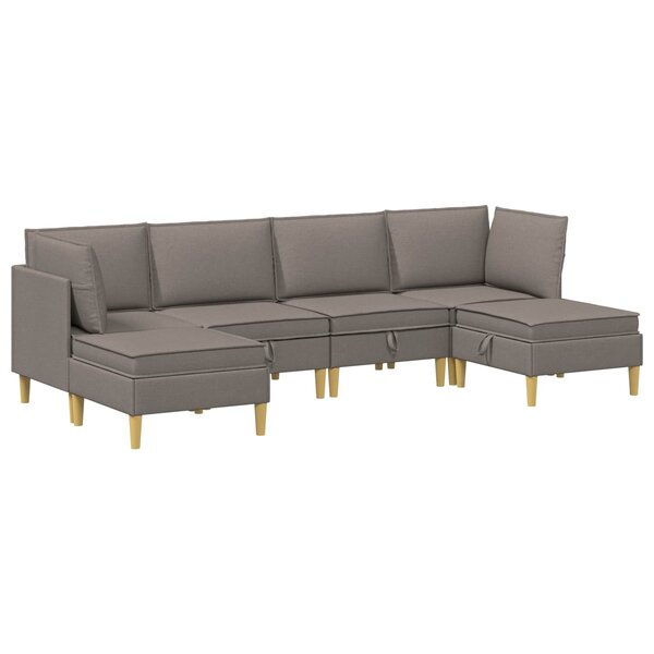 vidaXL Canapé modulaire avec rangement 6 pc Taupe Tissu