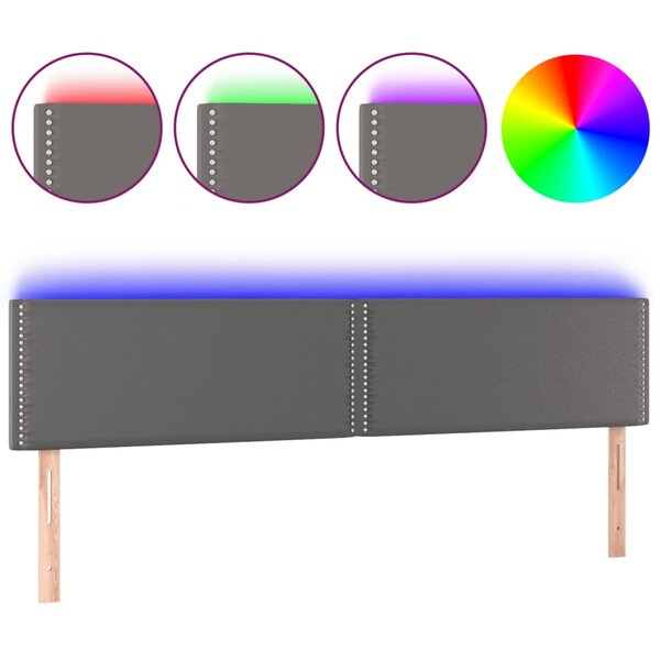 vidaXL Tête de lit à LED Gris 200x5x78/88 cm Similicuir