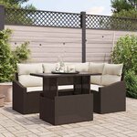 vidaXL Ensemble de canapé de jardin avec coussin 5 Pièces Marron et crème