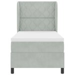 Lit box spring vidaXL avec matelas gris clair 100x200 cm en velours