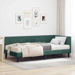 vidaXL Cadre de lit d'angle Vert foncé 90 x 200 cm Velours