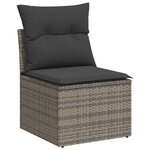 vidaXL Salon de jardin avec coussins 7 Pièces gris résine tressée