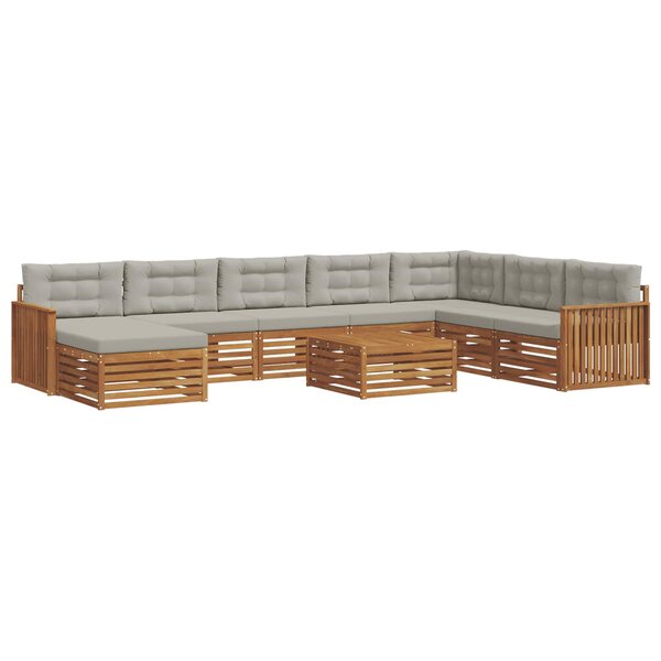 vidaXL Ensemble de canapés d'extérieur 9 Pièces Gris Naturel et Clair