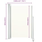 vidaXL Auvent latéral rétractable de patio 120 x 300 cm Blanc cassé