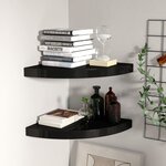 vidaXL Étagères d'angle flottantes 2 Pièces noir 35x35x3 8 cm MDF