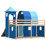 vidaXL Lit superposé sans matelas avec toboggan et rideaux 80x200 cm