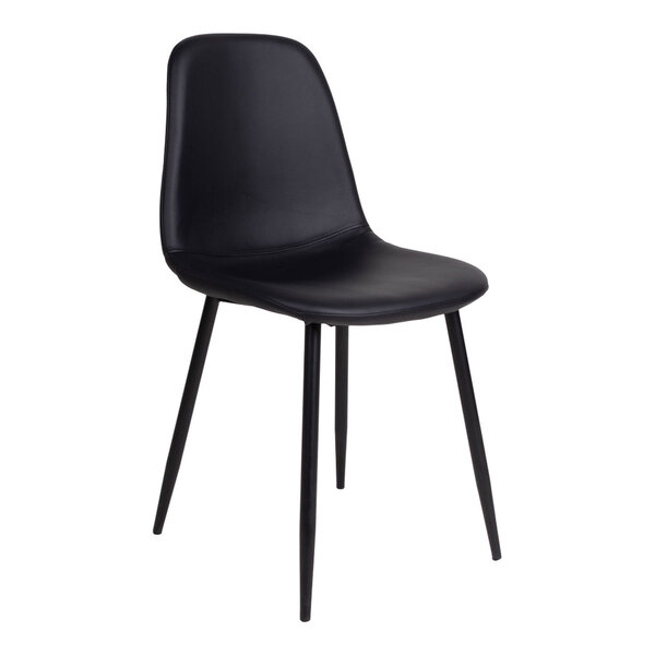 2 chaises de salle à manger en cuir synthétique noir avec pieds noirs