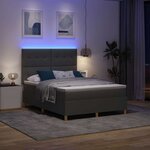 vidaXL Lit à ressort LED avec matelas Gris foncé 160 x 200 cm tissu