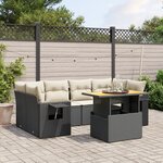 vidaXL Salon de jardin 7 Pièces avec coussins noir résine tressée