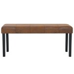 Banquette pouf tabouret meuble banc 106 cm marron synthétique daim 3002199