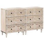 vidaXL Buffet 2 Pièces Blanc 60 x 33 5 x 75 cm Bois de mangue massif