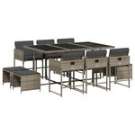 vidaXL Ensemble à manger de jardin 11Pièces avec coussins gris poly rotin