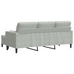 vidaXL Canapé à 3 places avec repose-pieds Gris clair 180 cm Velours