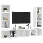 vidaXL Meubles TV muraux 4 Pièces Blanc Bois d'ingénierie