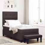 vidaXL Lit à ressort avec matelas et banc marron foncé 100x200 cm en tissu