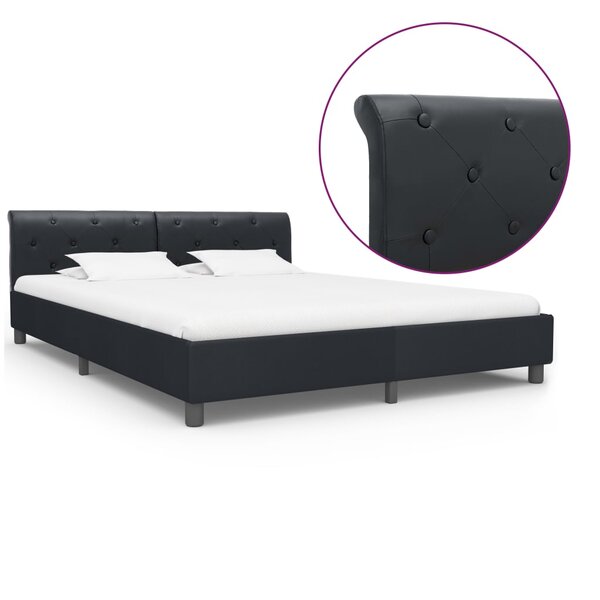 vidaXL Cadre de lit Noir Similicuir 180x200 cm