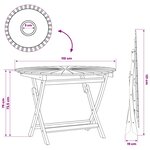 vidaXL Table de jardin pliante Naturel Ø 110 x 75 cm