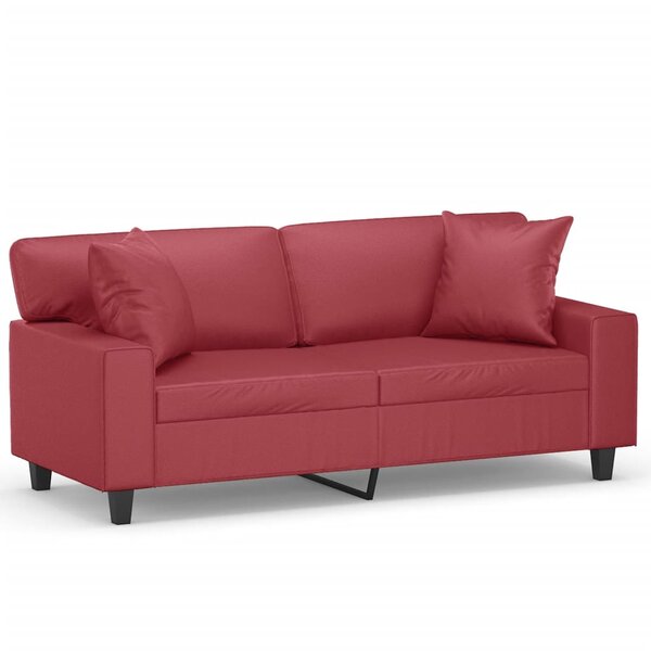 vidaXL Canapé 2 places avec oreillers bordeaux 140 cm similicuir