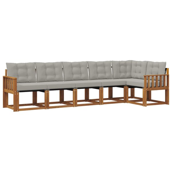 vidaXL Ensemble de canapés d'extérieur 6 Pièces Gris Naturel et Clair