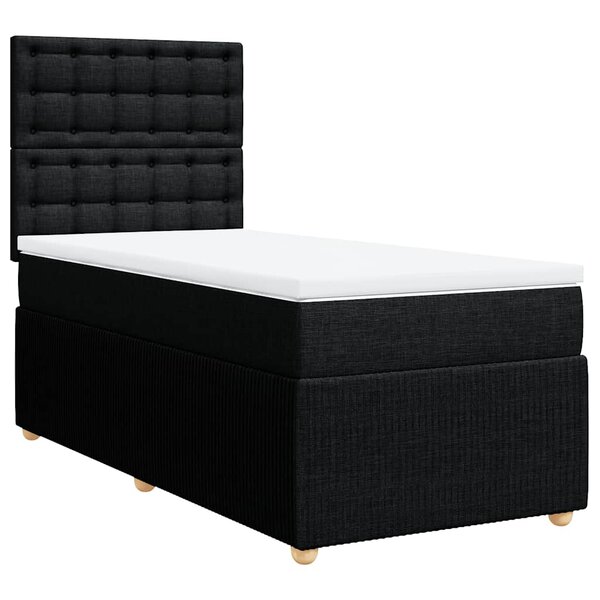 vidaXL Sommier à lattes de lit avec matelas Noir 100x200 cm Tissu