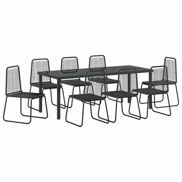 vidaXL Ensemble de salle à manger pour jardin 9 Pièces Noir