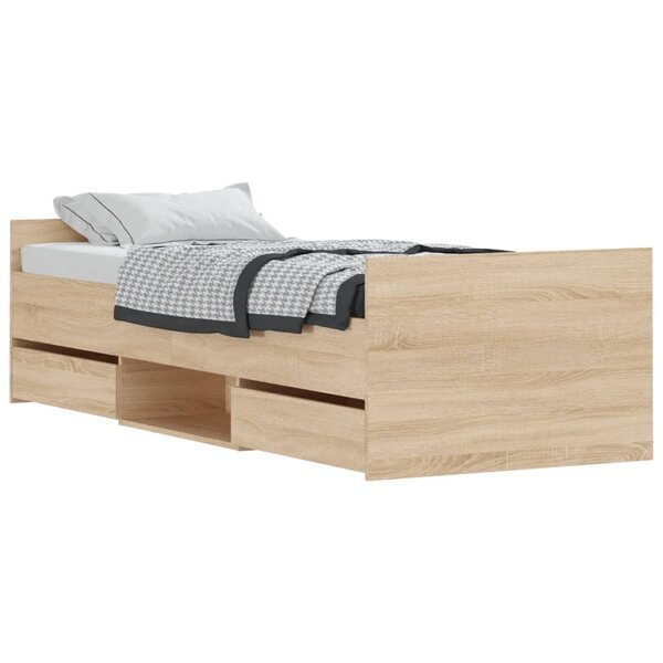 vidaXL Cadre de lit tête de lit et pied de lit chêne sonoma 75x190 cm