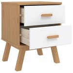 vidaXL Table de chevet OLDEN blanc et marron bois de pin solide