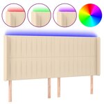 vidaXL Tête de lit à LED Crème 163x16x118/128 cm Tissu