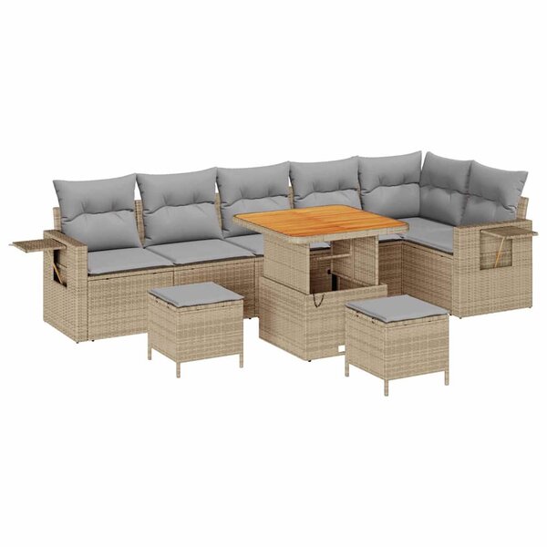 vidaXL Ensemble de canapé de jardin 11 Pièces Beige et Gris clair