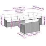 vidaXL Ensemble de canapé de jardin avec coussin 9 Pièces Gris polyrotin