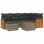 vidaXL Salon de jardin avec coussins 7 Pièces gris résine tressée