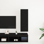 vidaXL Meuble TV mural en chêne noir - 30 5 x 30 x 90 cm  fait en bois d'ingénierie.