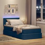 vidaXL Lit de rangement LED avec matelas Bleu 100 x 200 cm Tissu