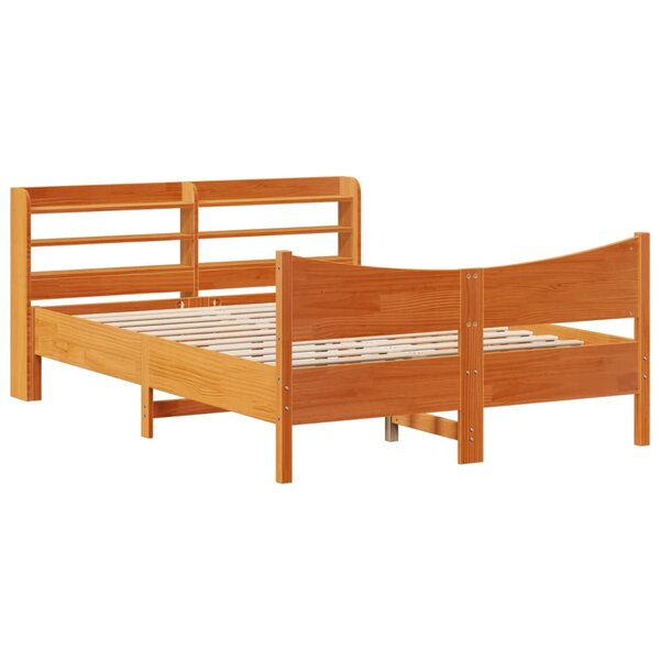 vidaXL Cadre de lit et tête de lit cire marron 160x200 cm bois de pin