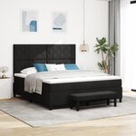 vidaXL Lit à ressorts avec matelas et banc noir 180x200 cm Tissu