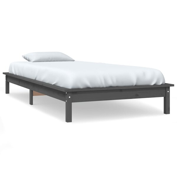 vidaXL Cadre de lit sans matelas gris 100x200 cm bois massif