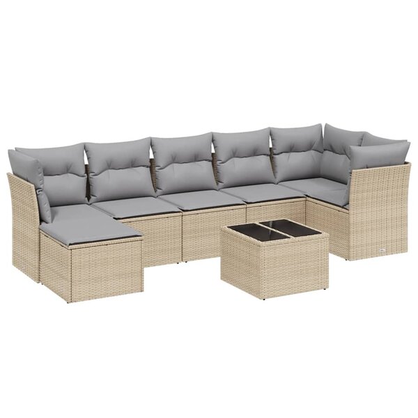 vidaXL Salon de jardin avec coussins 8Pièces mélange beige résine tressée