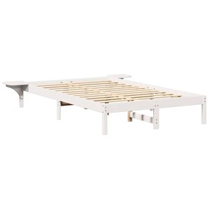 vidaXL Cadre de lit avec tables de chevet Blanc 135 x 190 cm Blanc