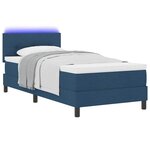 vidaXL Lit à ressorts avec matelas avec LED Bleu 90 x 200 cm tissu